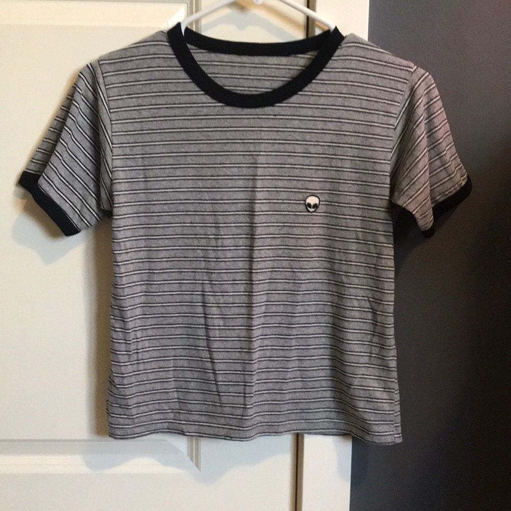 Striped alien T-shirt
